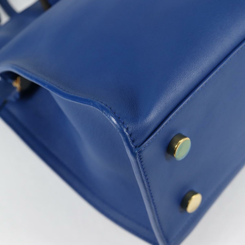 【日本直送】SAINT LAURENT Baby Kabas 手提包 皮革 2way 藍色金色 正品 123590M-8