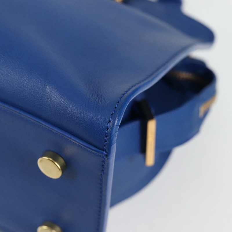 【日本直送】SAINT LAURENT Baby Kabas 手提包 皮革 2way 藍色金色 正品 123590M-15