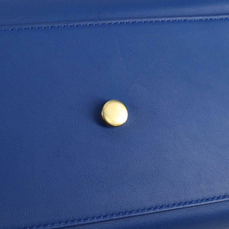 【日本直送】SAINT LAURENT Baby Kabas 手提包 皮革 2way 藍色金色 正品 123590M-19