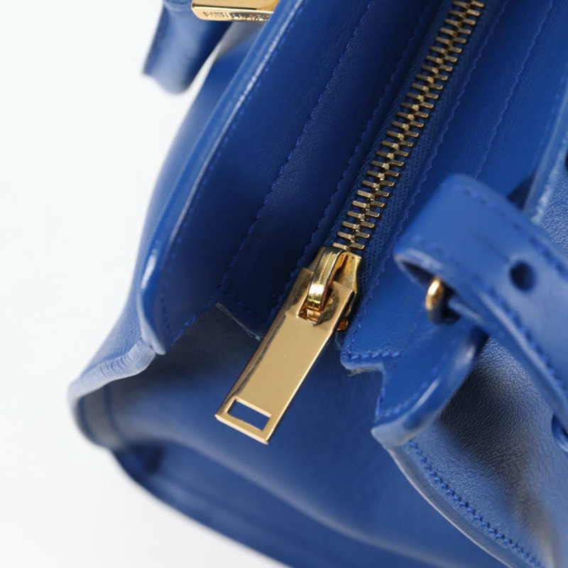 【日本直送】SAINT LAURENT Baby Kabas 手提包 皮革 2way 藍色金色 正品 123590M-24