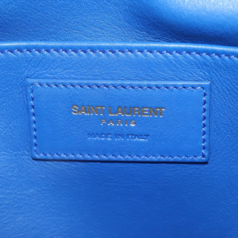 【日本直送】SAINT LAURENT Baby Kabas 手提包 皮革 2way 藍色金色 正品 123590M-25