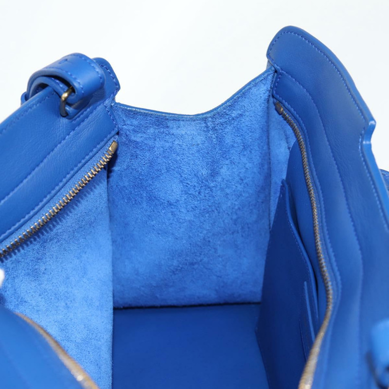 【日本直送】SAINT LAURENT Baby Kabas 手提包 皮革 2way 藍色金色 正品 123590M-26