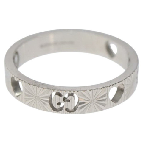 GUCCI 心形戒指 K18 銀金 (750) 4.4克 (18K) 銀 Auth 117299SAM