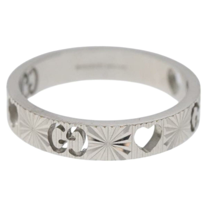 【日本直送】GUCCI 心形戒指 K18 銀金 (750) 4.4克 (18K) 銀 Auth 117299SAM-1