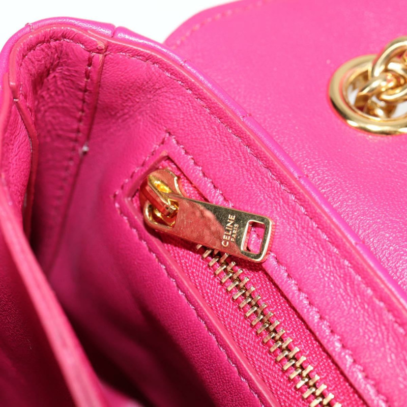 【日本直送】CELINE 鏈條單肩包 皮革 粉紅色 金飾 正品 125657SAM-26
