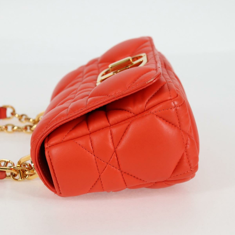 【日本直送】Christian Dior CARO Calo Microcannage 肩背包 皮革 橘色 正品 121261SAM-2