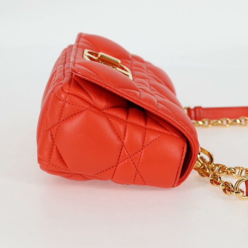 【日本直送】Christian Dior CARO Calo Microcannage 肩背包 皮革 橘色 正品 121261SAM-3