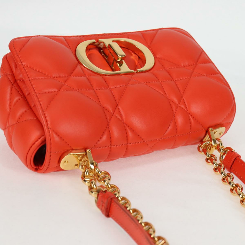 【日本直送】Christian Dior CARO Calo Microcannage 肩背包 皮革 橘色 正品 121261SAM-5