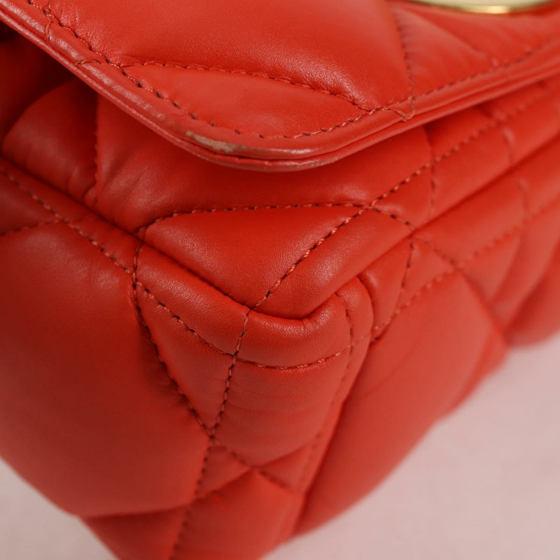 【日本直送】Christian Dior CARO Calo Microcannage 肩背包 皮革 橘色 正品 121261SAM-7