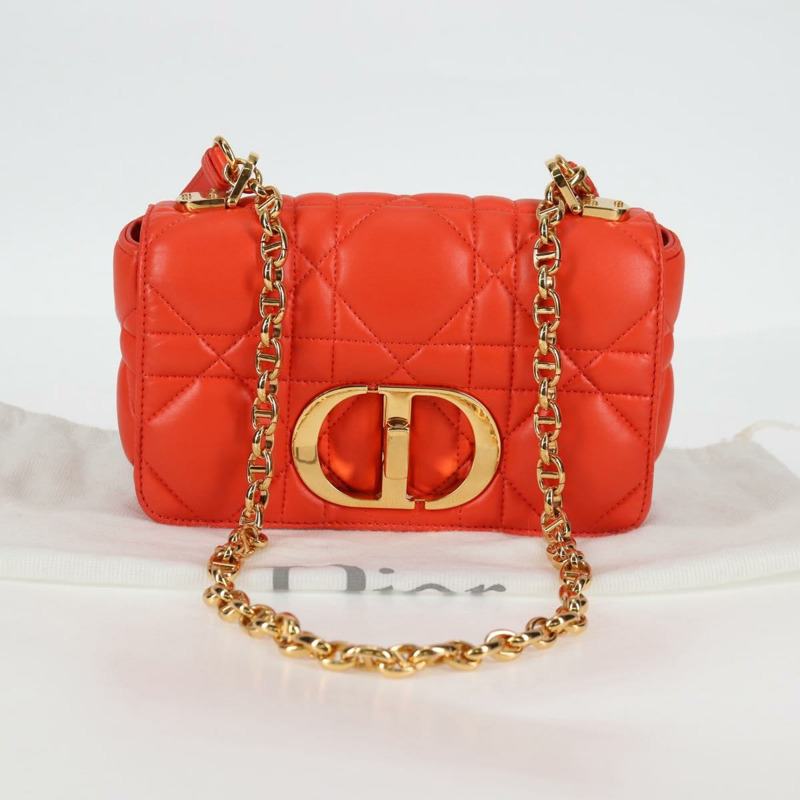 【日本直送】Christian Dior CARO Calo Microcannage 肩背包 皮革 橘色 正品 121261SAM-11