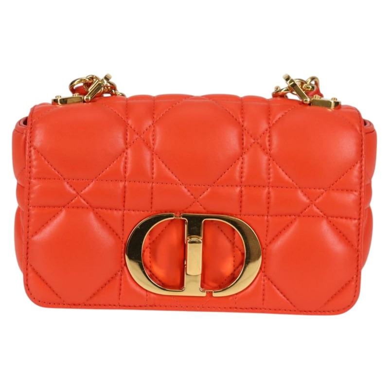 【日本直送】Christian Dior CARO Calo Microcannage 肩背包 皮革 橘色 正品 121261SAM-12