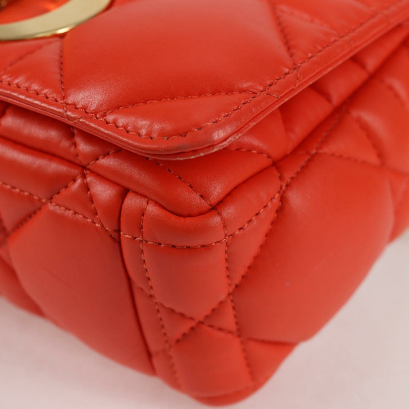 【日本直送】Christian Dior CARO Calo Microcannage 肩背包 皮革 橘色 正品 121261SAM-15