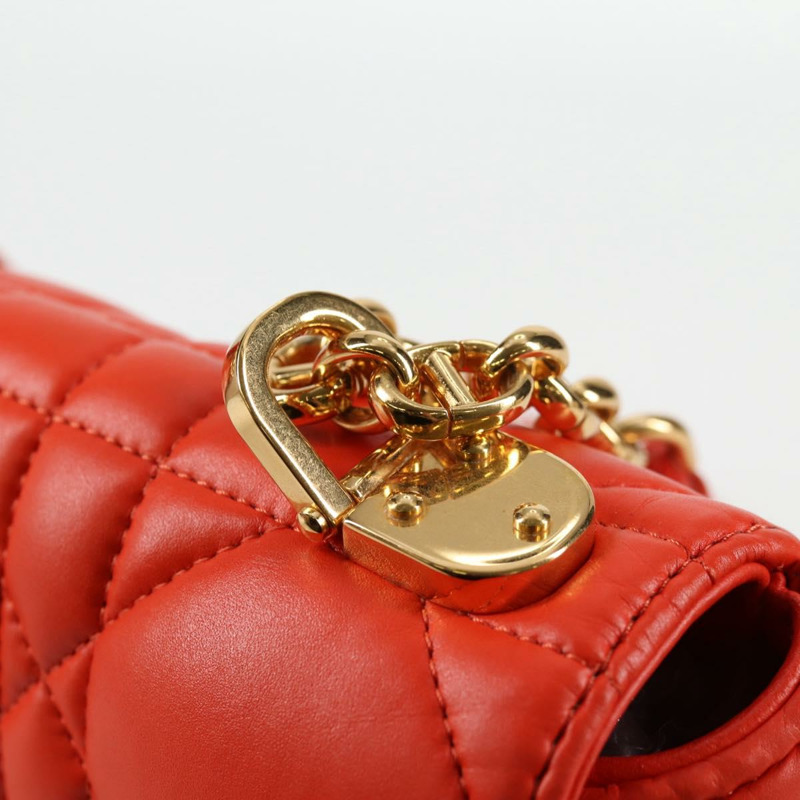 【日本直送】Christian Dior CARO Calo Microcannage 肩背包 皮革 橘色 正品 121261SAM-18