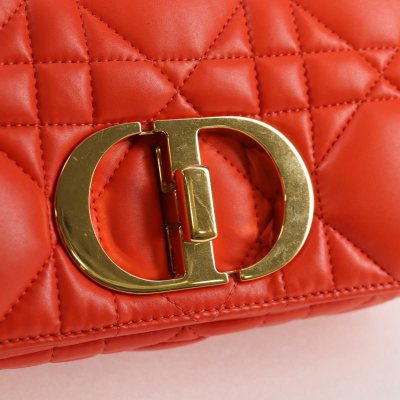 【日本直送】Christian Dior CARO Calo Microcannage 肩背包 皮革 橘色 正品 121261SAM-19