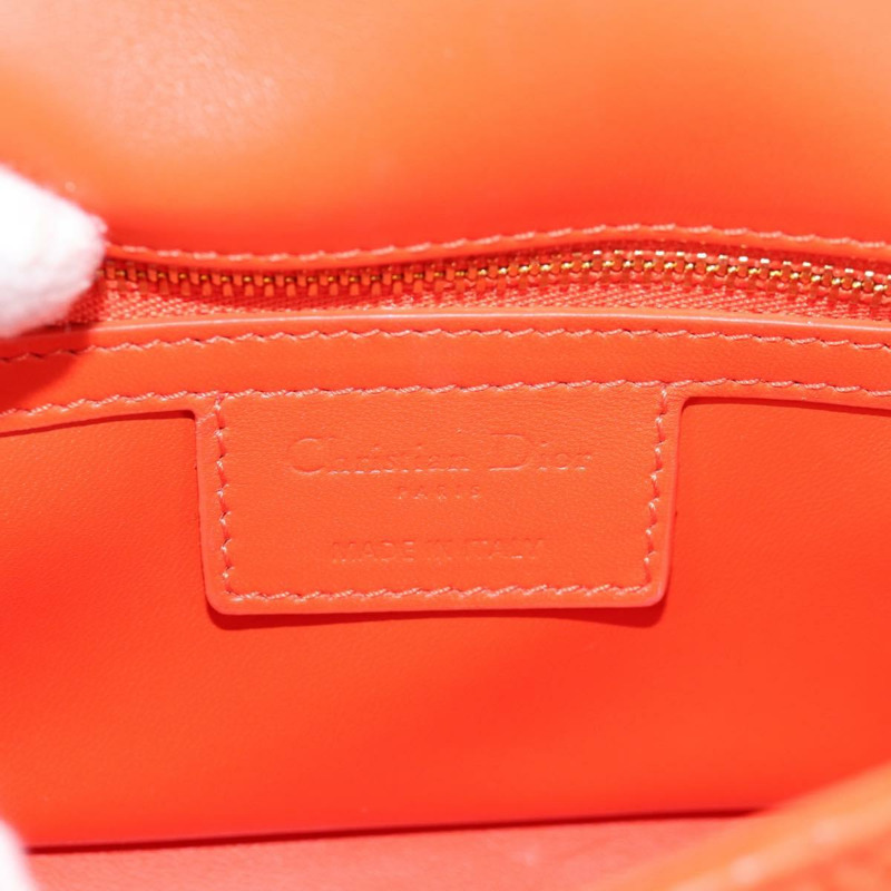 【日本直送】Christian Dior CARO Calo Microcannage 肩背包 皮革 橘色 正品 121261SAM-21