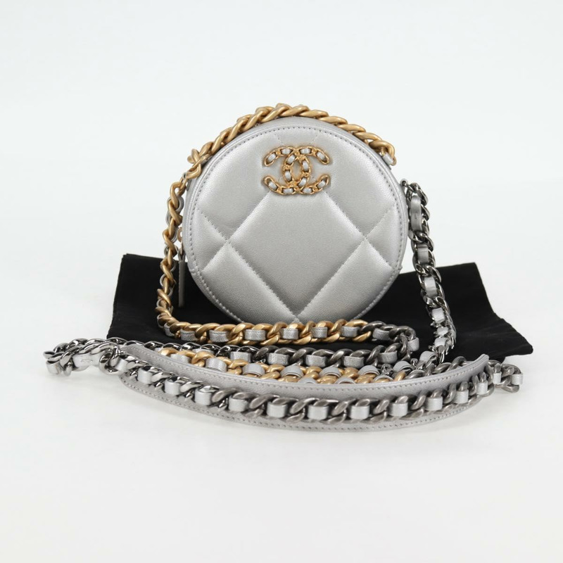 【日本直送】香奈兒 (CHANEL) 鏈 Chanel 19 單肩包 羊皮 金銀 CC Auth fm4698SM-11
