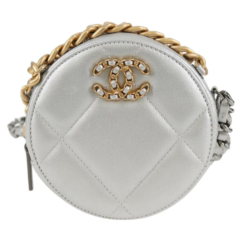【日本直送】香奈兒 (CHANEL) 鏈 Chanel 19 單肩包 羊皮 金銀 CC Auth fm4698SM-12