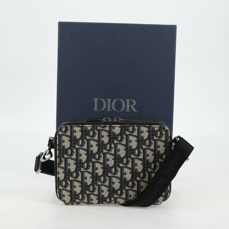 【日本直送】Christian Dior Trotter帆布肩背包 海軍藍 銀色 正品 121172SAM-11