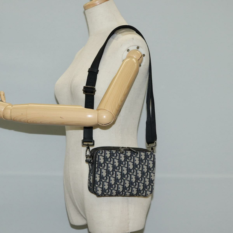 【日本直送】Christian Dior Trotter帆布肩背包 海軍藍 銀色 正品 121172SAM-23