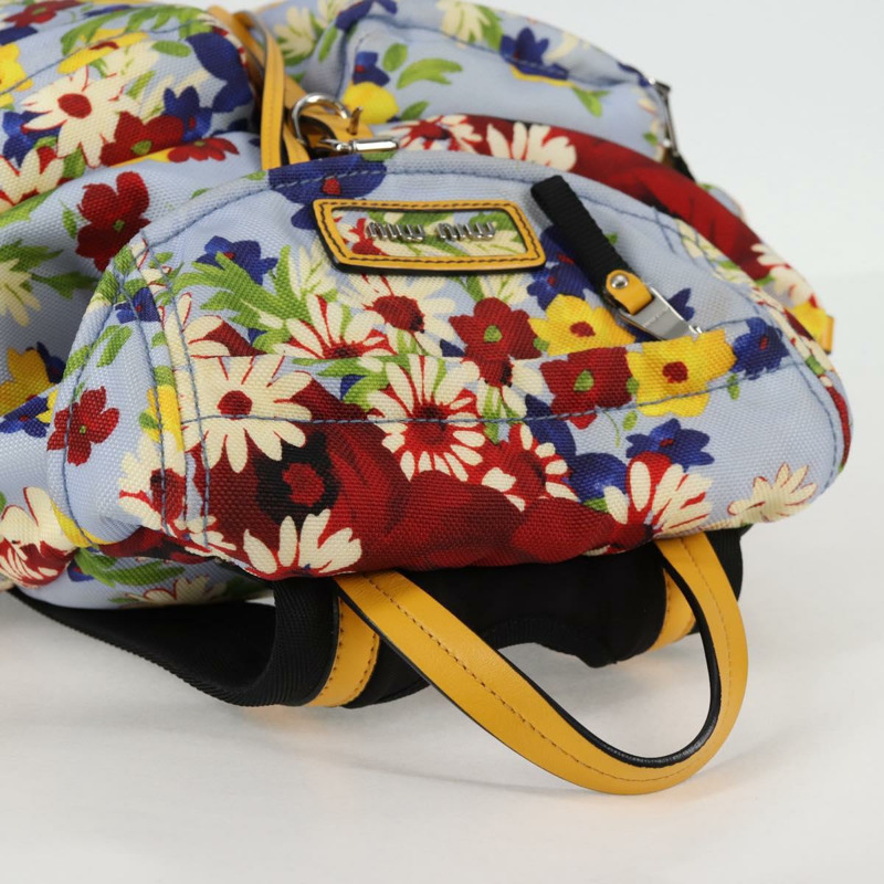 【日本直送】Miu Miu帆布雙肩包，淺藍/銀色，正品編號119229SAM-5