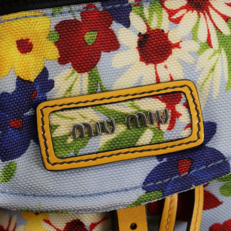 【日本直送】Miu Miu帆布雙肩包，淺藍/銀色，正品編號119229SAM-22