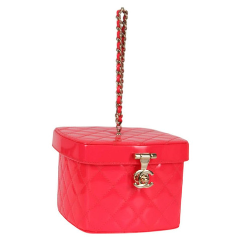 香奈兒 (CHANEL) Matelasse Vanity Pouch Enamel Pink Gold CC Auth 123518SAM