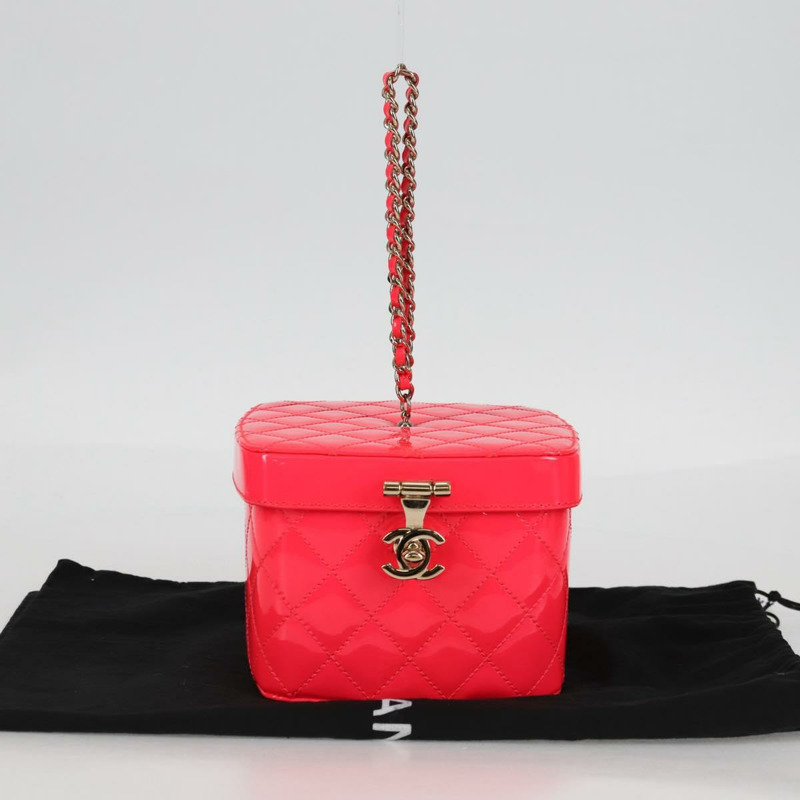 【日本直送】香奈兒 (CHANEL) Matelasse Vanity Pouch Enamel Pink Gold CC Auth 123518SAM-11