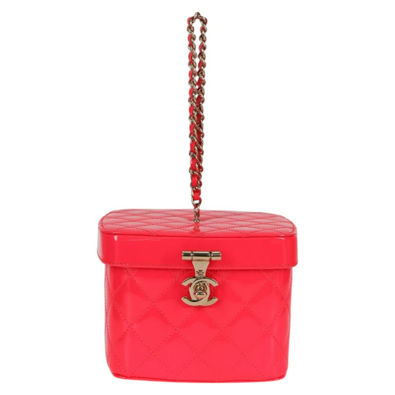 【日本直送】香奈兒 (CHANEL) Matelasse Vanity Pouch Enamel Pink Gold CC Auth 123518SAM-12