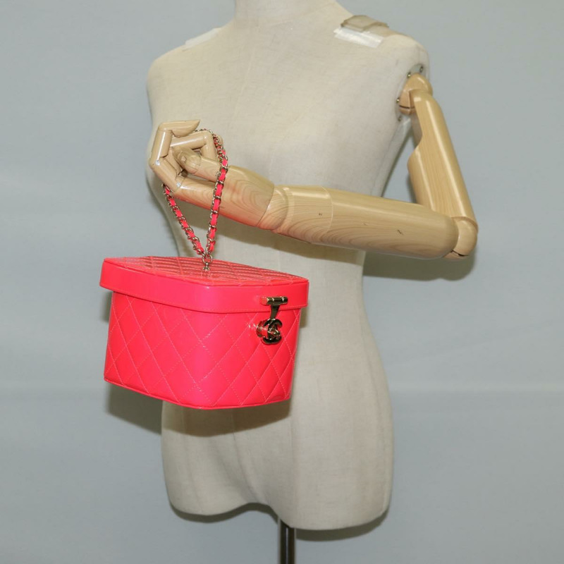【日本直送】香奈兒 (CHANEL) Matelasse Vanity Pouch Enamel Pink Gold CC Auth 123518SAM-24
