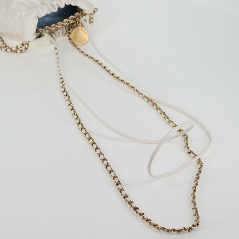 【日本直送】香奈兒雙色鏈條 Chanel 22 迷你包 羊皮 兩用 白色 CC 標誌 正品 BD2189SAM-6