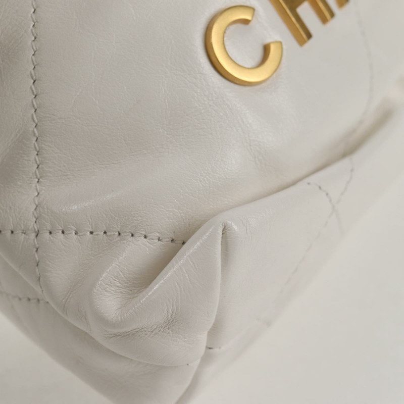 【日本直送】香奈兒雙色鏈條 Chanel 22 迷你包 羊皮 兩用 白色 CC 標誌 正品 BD2189SAM-7