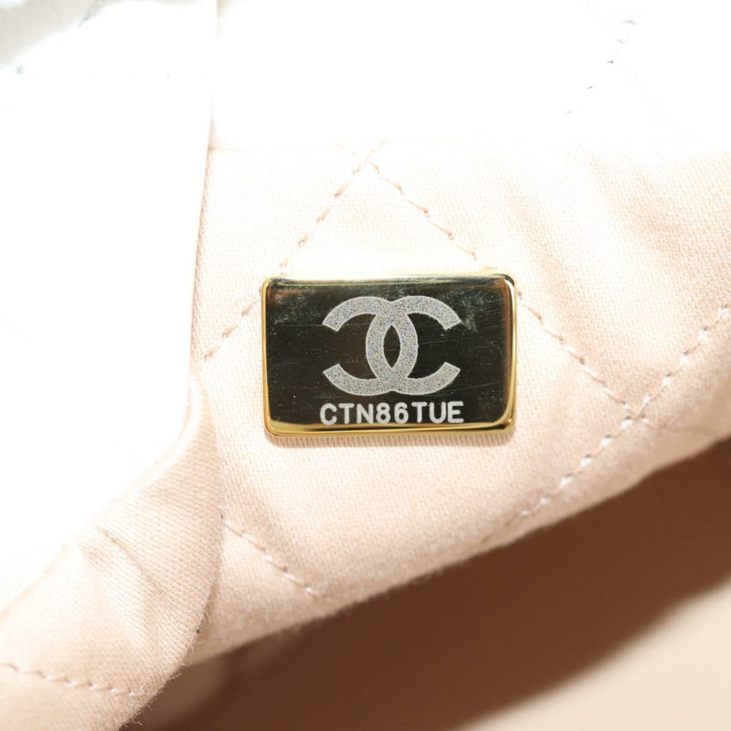 【日本直送】香奈兒雙色鏈條 Chanel 22 迷你包 羊皮 兩用 白色 CC 標誌 正品 BD2189SAM-10