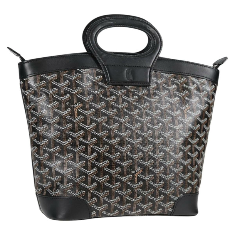 【日本直送】GOYARD 人字紋手提包 PVC 皮革 黑色 銀色 正品 123524SAM-0