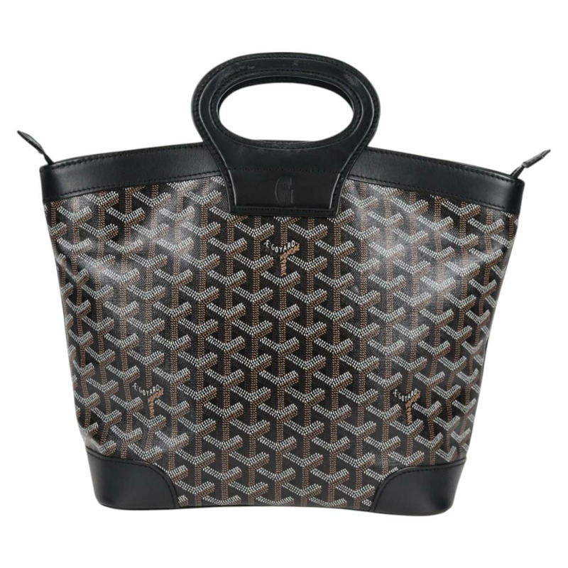 【日本直送】GOYARD 人字紋手提包 PVC 皮革 黑色 銀色 正品 123524SAM-1