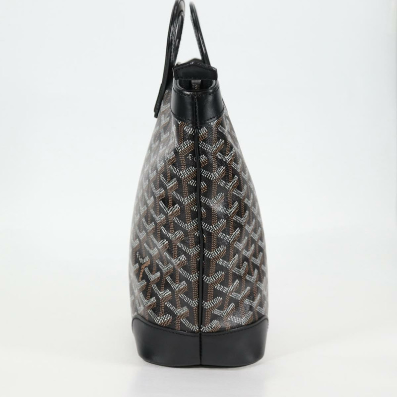 【日本直送】GOYARD 人字紋手提包 PVC 皮革 黑色 銀色 正品 123524SAM-3