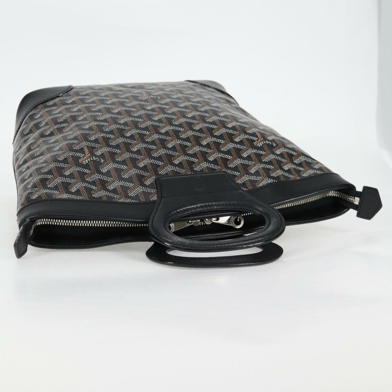 【日本直送】GOYARD 人字紋手提包 PVC 皮革 黑色 銀色 正品 123524SAM-5