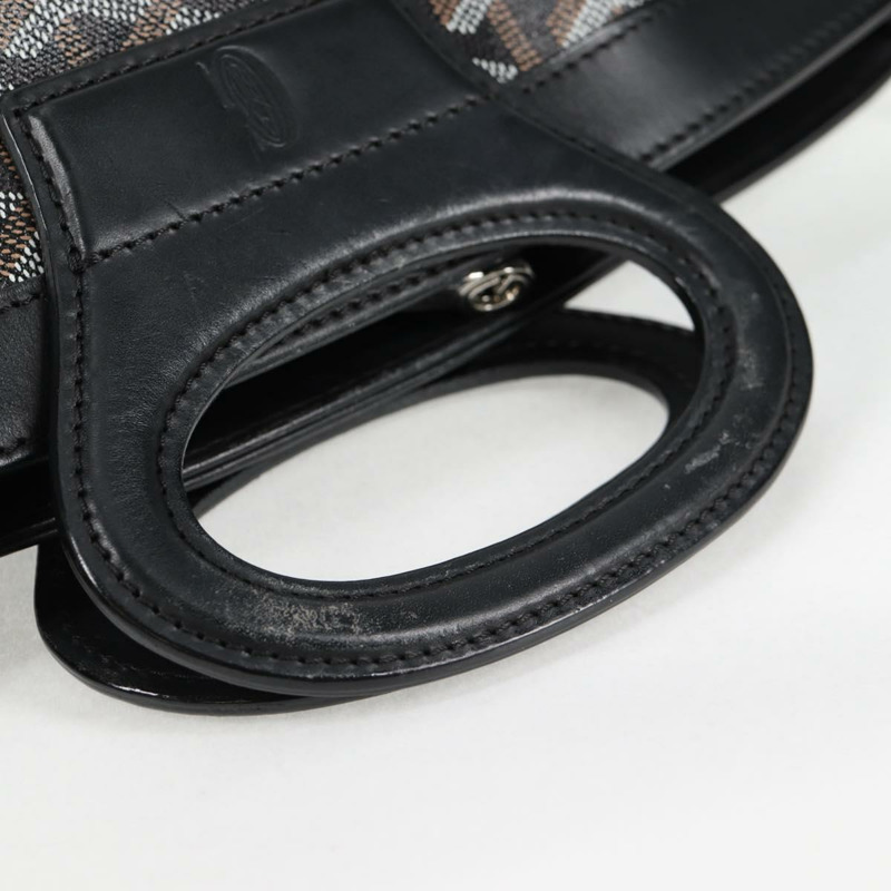 【日本直送】GOYARD 人字紋手提包 PVC 皮革 黑色 銀色 正品 123524SAM-6