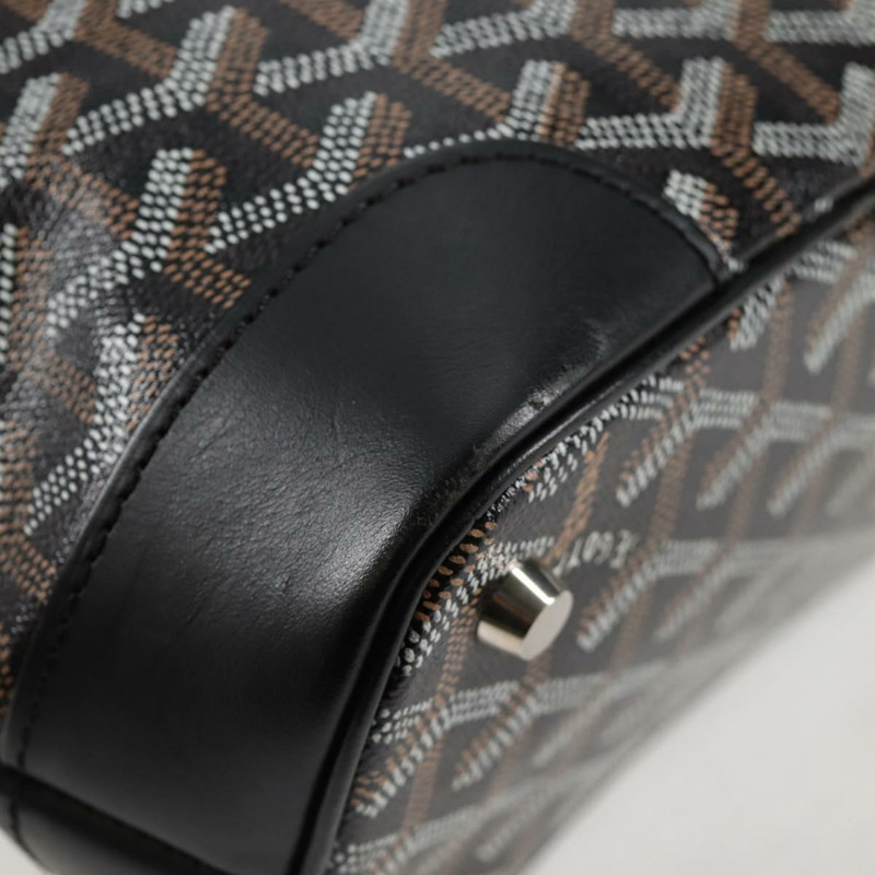 【日本直送】GOYARD 人字紋手提包 PVC 皮革 黑色 銀色 正品 123524SAM-8