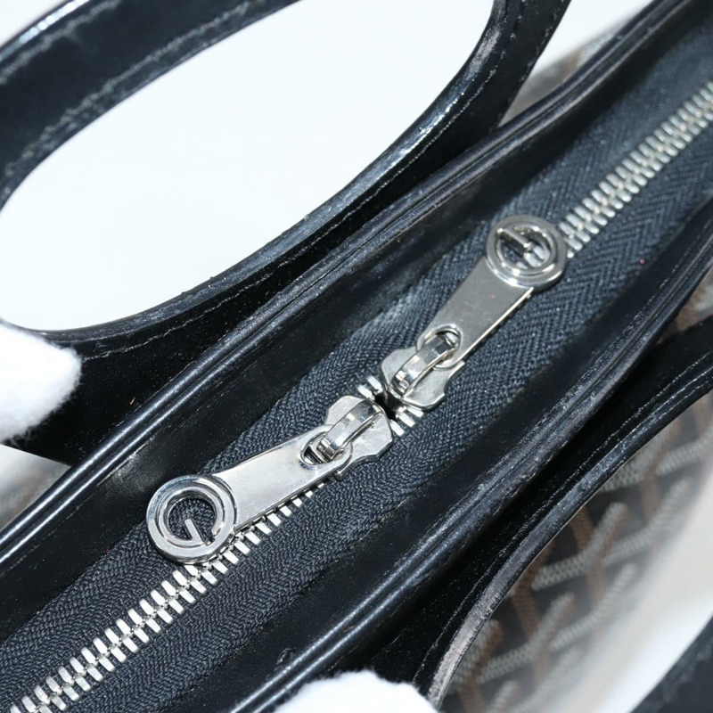 【日本直送】GOYARD 人字紋手提包 PVC 皮革 黑色 銀色 正品 123524SAM-9