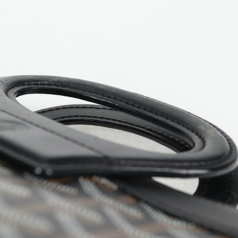 【日本直送】GOYARD 人字紋手提包 PVC 皮革 黑色 銀色 正品 123524SAM-13