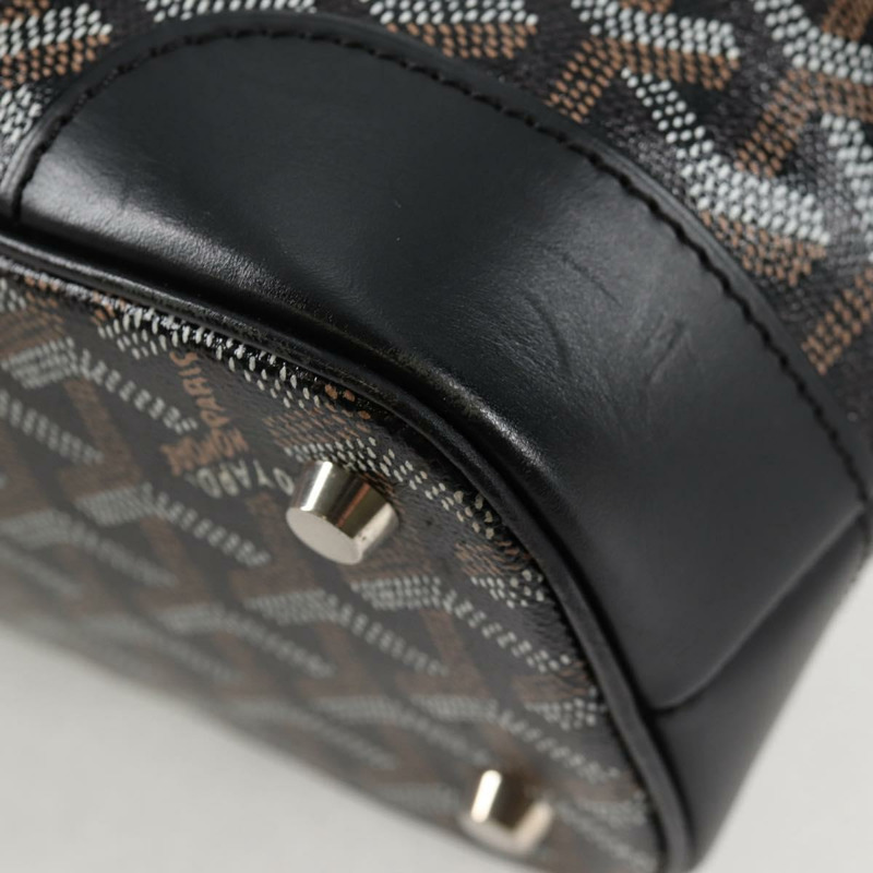 【日本直送】GOYARD 人字紋手提包 PVC 皮革 黑色 銀色 正品 123524SAM-14