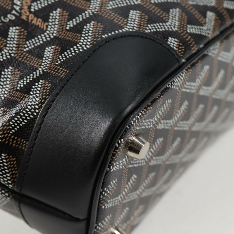 【日本直送】GOYARD 人字紋手提包 PVC 皮革 黑色 銀色 正品 123524SAM-15