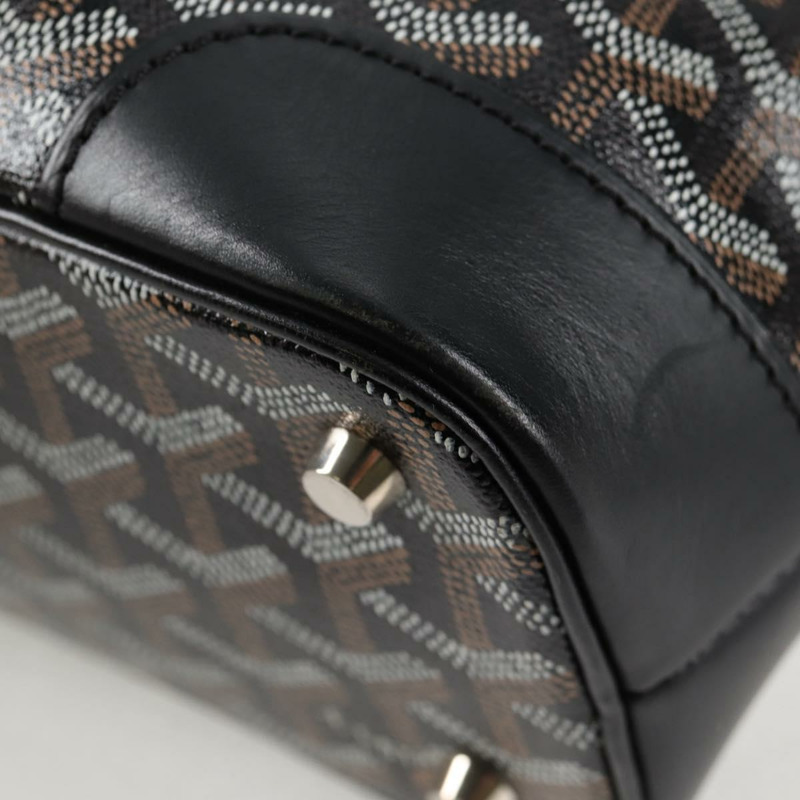 【日本直送】GOYARD 人字紋手提包 PVC 皮革 黑色 銀色 正品 123524SAM-16