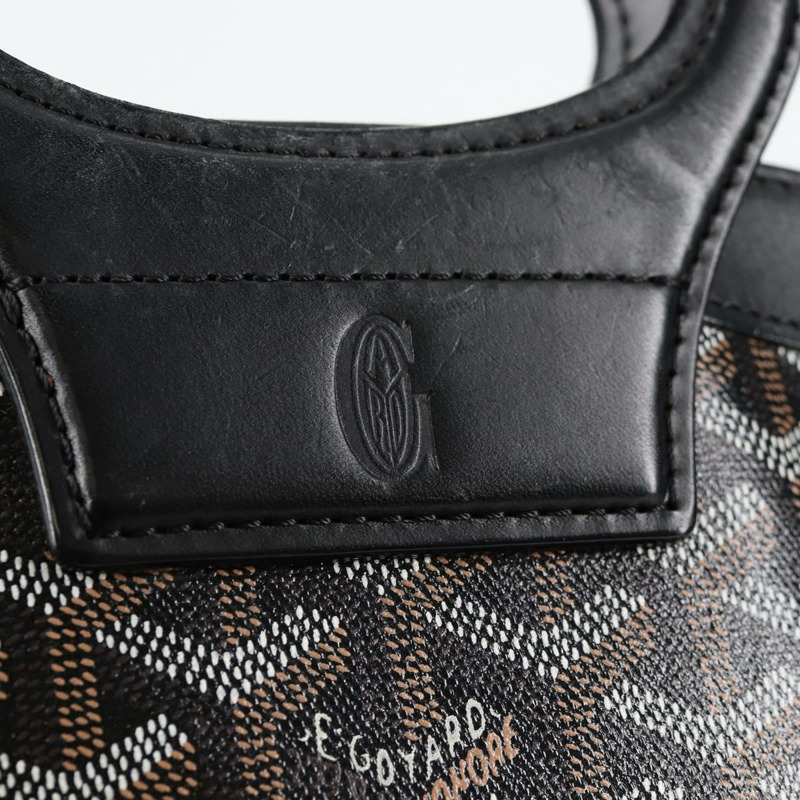 【日本直送】GOYARD 人字紋手提包 PVC 皮革 黑色 銀色 正品 123524SAM-17