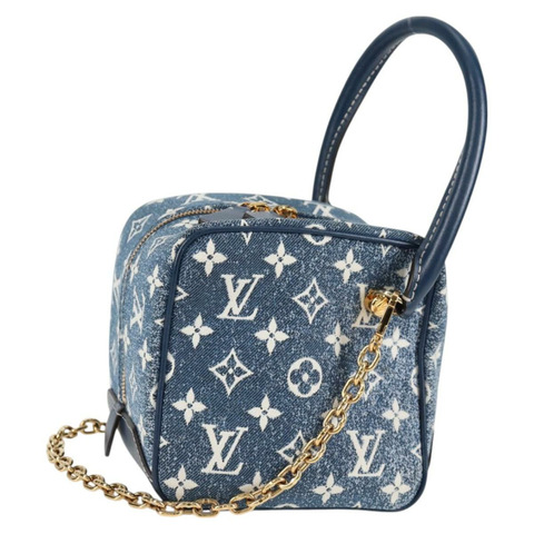 路易威登 Monogram Denim 方形手提包 藍色 LV 正品 MX471SM