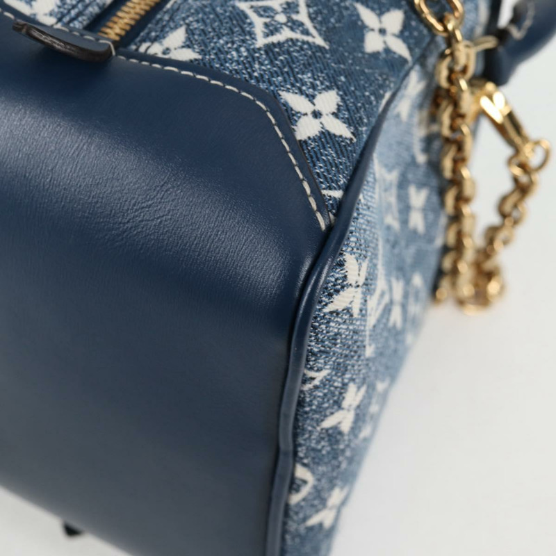 【日本直送】路易威登 Monogram Denim 方形手提包 藍色 LV 正品 MX471SM-7