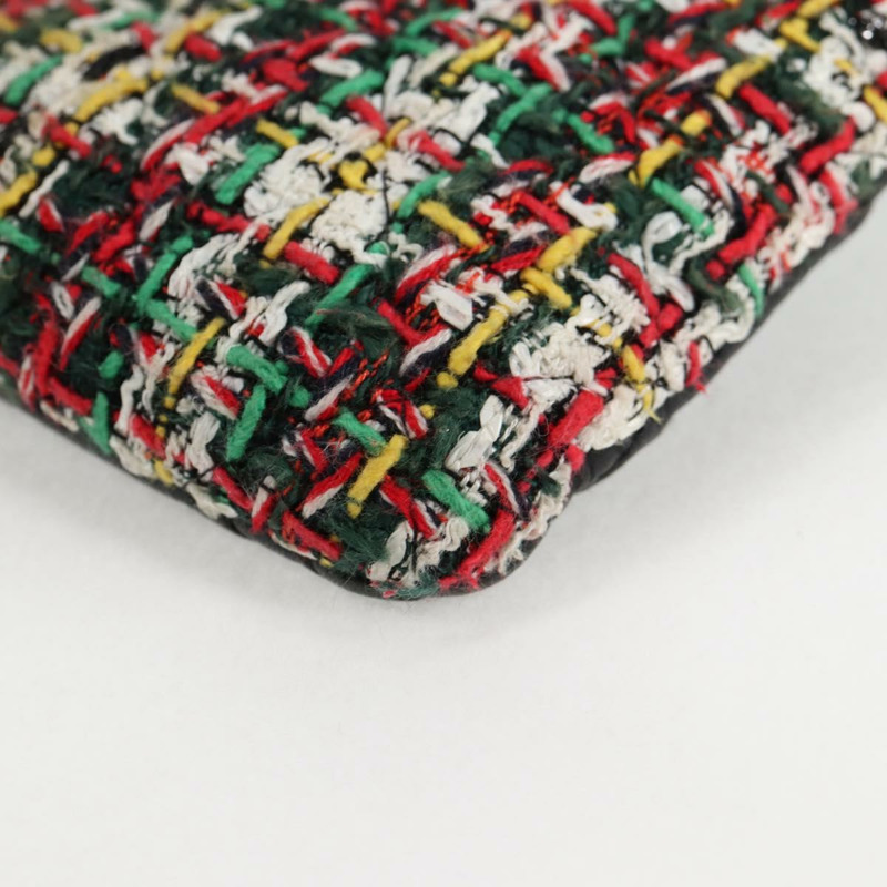 【日本直送】香奈兒黑色銀色雙C斜紋軟呢手拿包，貨號127554SAM-14