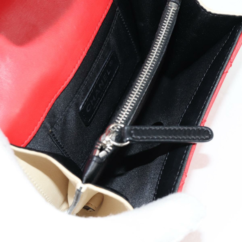 【日本直送】香奈兒 (CHANEL) 絎縫鏈條單肩包，羊皮材質，紅色，銀色雙C標誌，正品編號 127167SAM-9