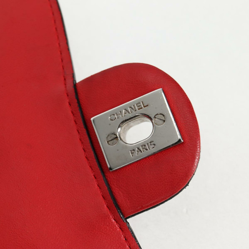 【日本直送】香奈兒 (CHANEL) 絎縫鏈條單肩包，羊皮材質，紅色，銀色雙C標誌，正品編號 127167SAM-18