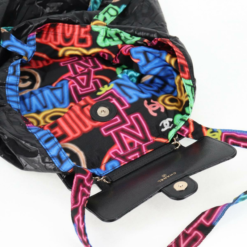 【日本直送】香奈兒 (CHANEL) 菱格紋鏈條肩背包，魚子醬紋皮革，黑色，CC標誌，正品編號127322SAM-9